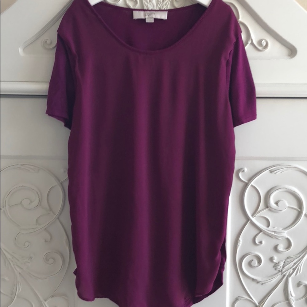 LOFT blouse shirt fuchsia wine top XS